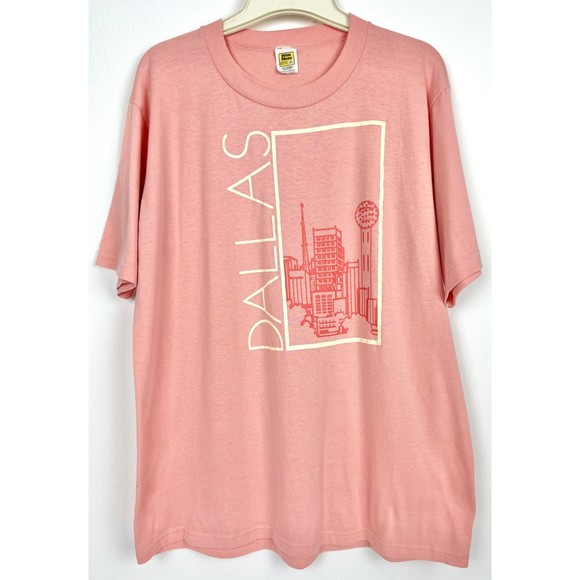 Dallas Skyline Pretty Pink Illustrative Womens Size X Large T-Shirt - Picture 2 of 6